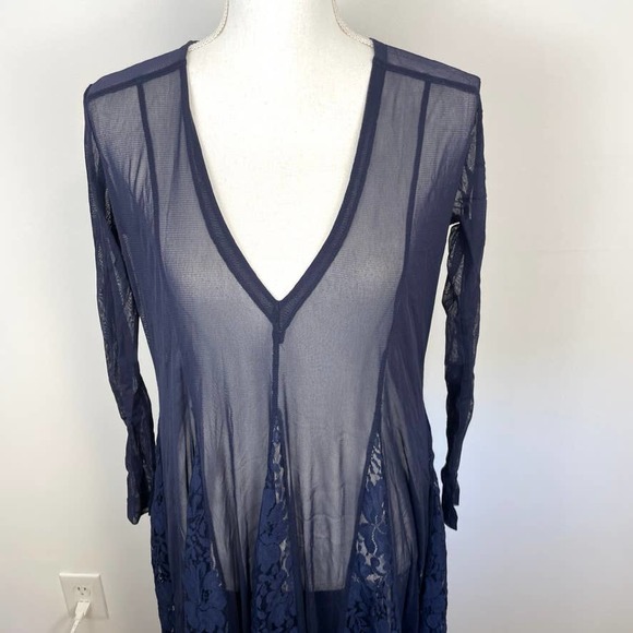 We Are HAH Mama C Sheer Lace Slip Maxi Dress In Navy Size XS New - Picture 4 of 16